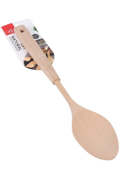 B&D Natural Wooden Kitchen Spoon, Beechwood Cooking Utensil, 33.5cm Length