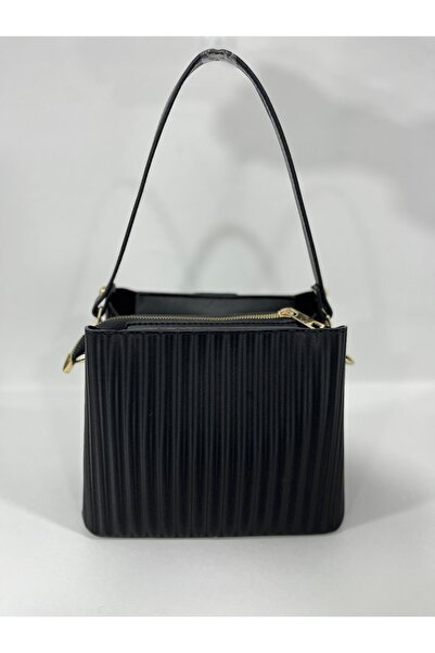Sanmorris Sn 1438 Women's Shoulder Bag Handbag Arm Bag Daily Striped Black