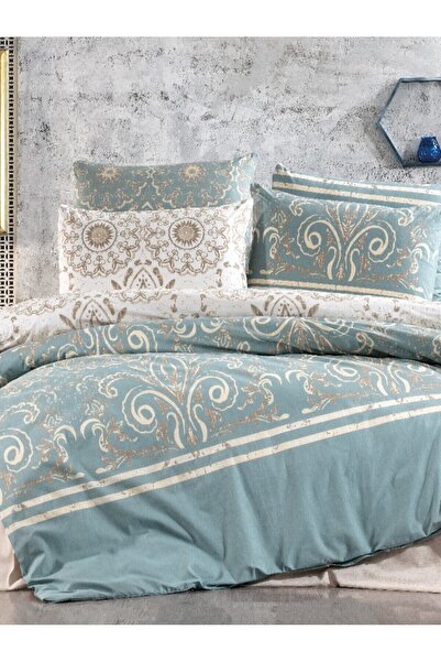 BTF HOME Set de lenjerie de pat dublu din bumbac cu cearșaf elastic rezistent...