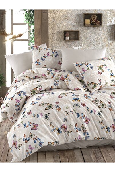 BTF HOME Set de lenjerie de pat dublu din bumbac cu cearșaf elastic rezistent...