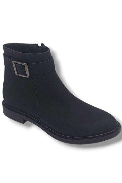 Zerhan 801 Women's Black Buckle Zippered Large Size Boots 41 42