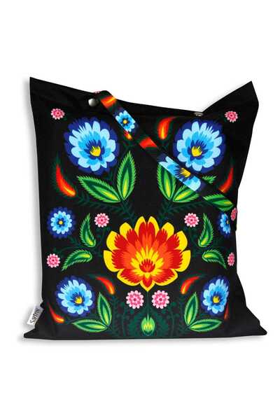 Other Bag folk Łowicz impregnated blue flowers cutout black