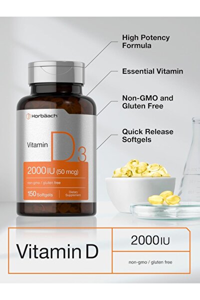 Horbaach Vitamin D3 2000IU Cholecalciferol 150 Softgels