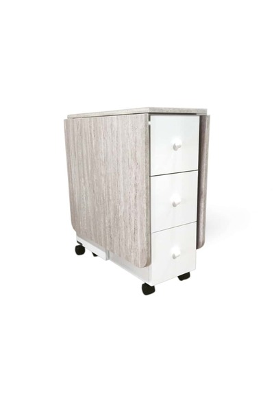 Ege Mobilya Katlanır Kırma Dolaplı Mutfak Masası Çekmeceli Balkon Masası Çam