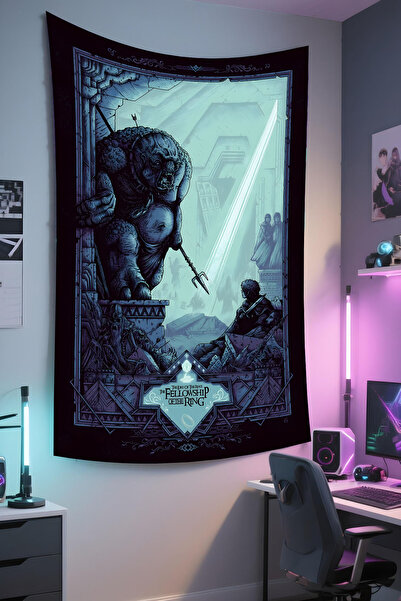 RUGRUMBA غطاء جداري من فيلم سيد الخواتم - تصميم مستوحى من الفيلم، قماش عالي ا...