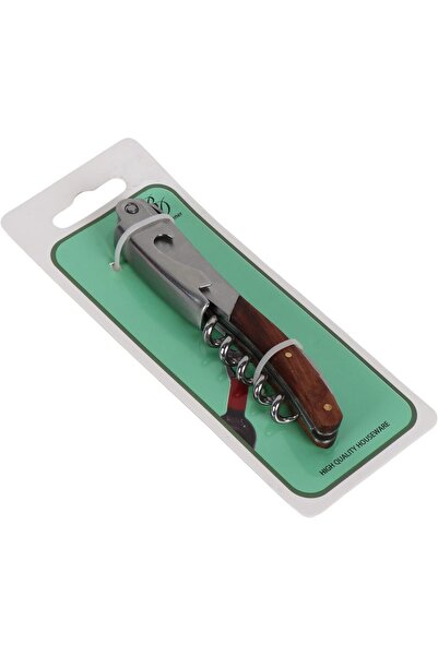 B&D Premium Bottle Opener with Wooden Handle, Professional Corkscrew Design, Stainless Steel Constru