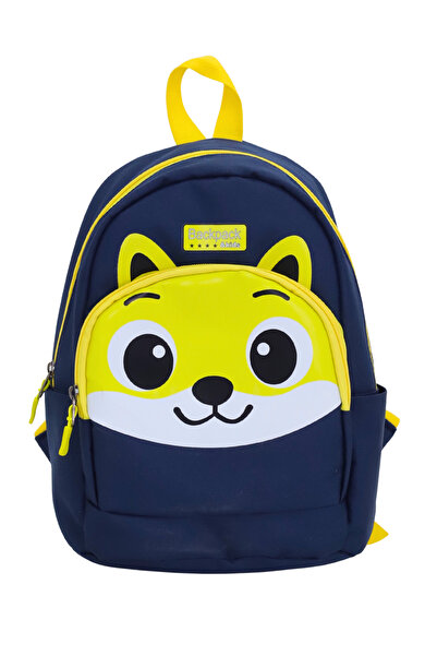 Probag Navy Blue Kindergarten Nursery Bag with Fox Figure, 4 Compartments, Boys and Girls Children's Backpack