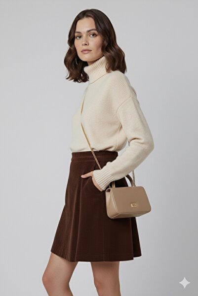 mossi Mink Faux Leather Chain Strap Women's Hand and Shoulder Bag