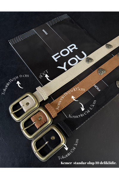 Fiori حزام نسائي بمشبك مربع مكون من 3 قطع مع إكسسوارات على شكل قلب، حزام للست...