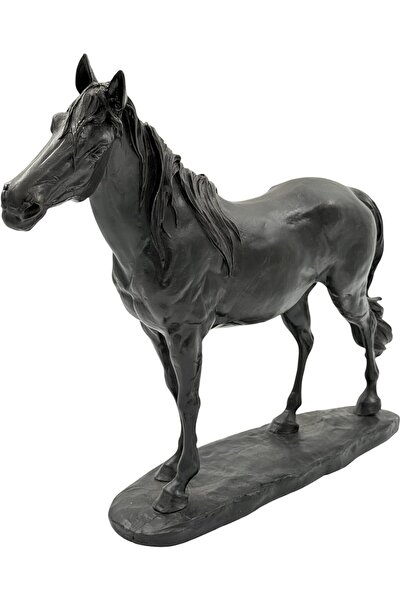 B&D banddtools Black Horse Decorative Statue — Contemporary Standing Stallion Sculpture for Home Déco