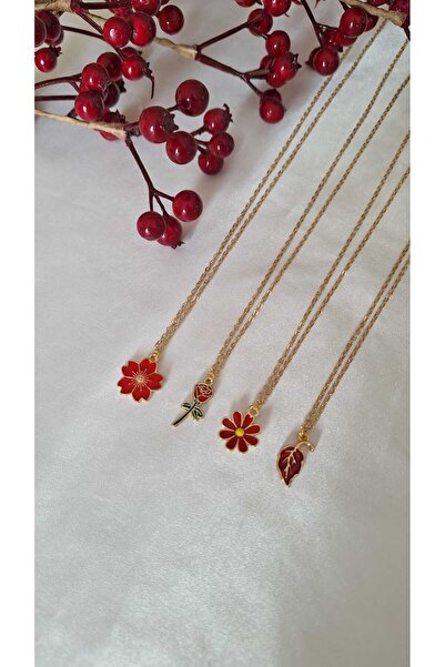 SOUL BY A&B 4-Piece Friendship Necklace Flower Necklace Bff Necklace Red