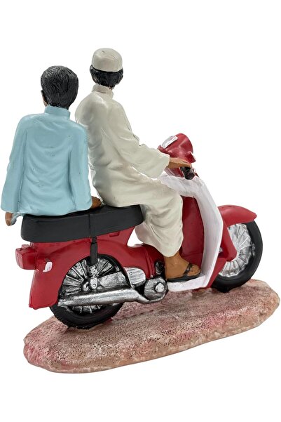 B&D Traditional Middle Eastern Polyresin Figurine – Red Scooter with Two Riders