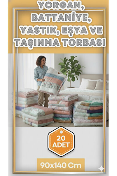 erfa plastik ambalaj 1984'den beri 90x140 Cm 20 Adet 1.Kalite Naylon Torba Büyük Boy Kalın Yorgan Yastık Battaniye Poşeti Eşya Koymalık