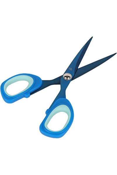 B&D Soft Grip Scissors, Blue and Navy, 175mm Length, Ergonomic Handle Design, Professional Cutting T