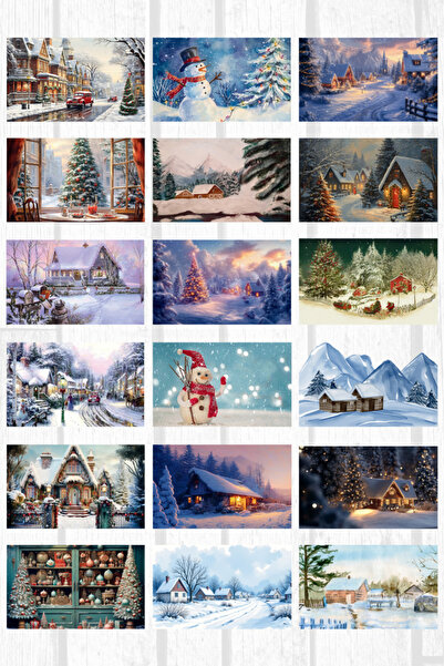 Bimotif Karışık 500 adet yılbaşı kartpostal seti toptan satış (Simsiz)