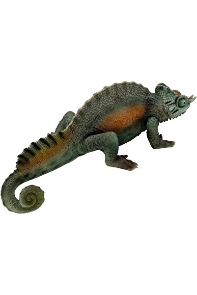 B&D Chameleon Garden Ornament, Realistic Reptile Statue, Decorative Green & Orange