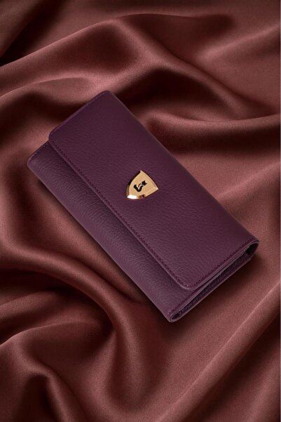 Foxer Alya Genuine Leather Gold Detailed Women's Card Holder and Wallet