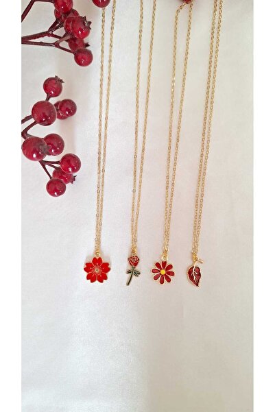 SOUL BY A&B 4-Piece Friendship Necklace Flower Necklace Bff Necklace Red