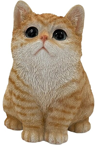 B&D Ginger Cat Garden Statue - Realistic Sitting Orange & White, Indoor/Outdoor Home Decor (banddtools)