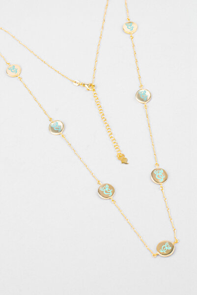 So CHIC... Mistik Rüya 18 Ayar Sarı Altın Kaplama 70 Cm Gümüş Çift Renkli Baykuş Kolye