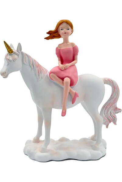 B&D Polyresin Unicorn Statue - Decorative White Horse with Pink Accents, Fantasy Home Decor