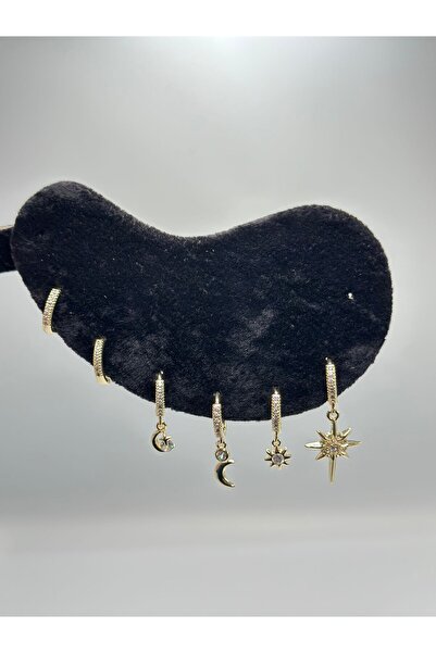 BYYEŞO Moon and Star Set Earrings (Steel) Silver