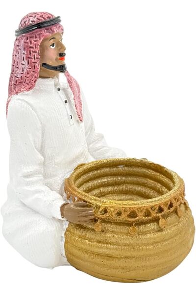 B&D Traditional Middle Eastern Polyresin Statue with Golden Bowl - banddtools
