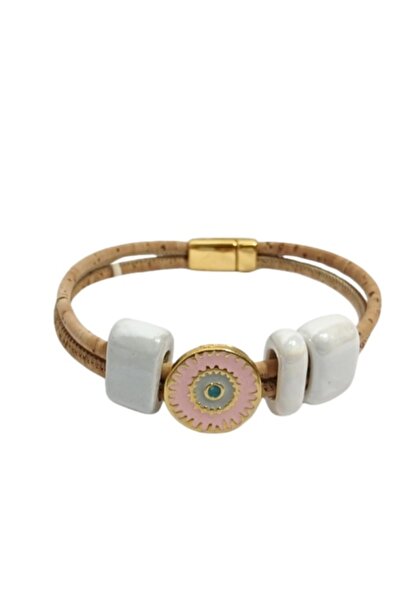IBU Cork Women's cork bracelet with white ceramic stones