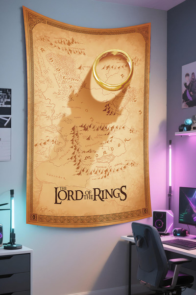 RUGRUMBA Yüzüklerin Efendisi Duvar Örtüsü – Film Temalı, Kaliteli Kumaş, Tape...