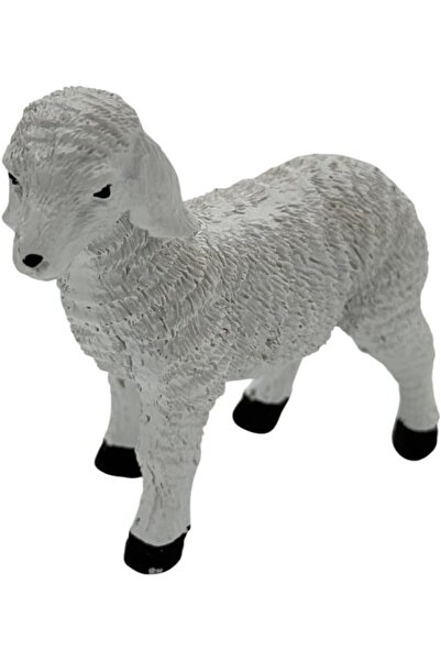 B&D Decorative White Sheep Statue, White & Black, Indoor Home Decor