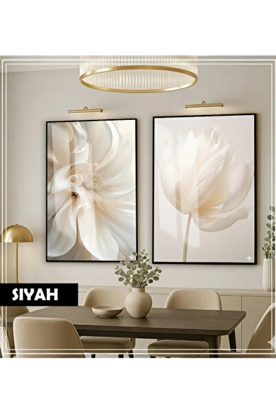 Harika bir ev HARİKABİREV|SOFT| KREM RENK GÜL KOMBİNİ |ÇERÇEVELİ CAM TABLO 2L...