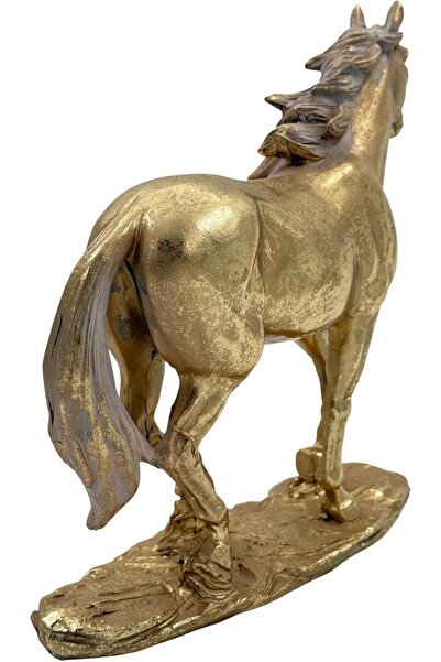 B&D BandD Decor Horse Statue, Gold and Bronze Metal Standing Decorative Horse for Home and Office