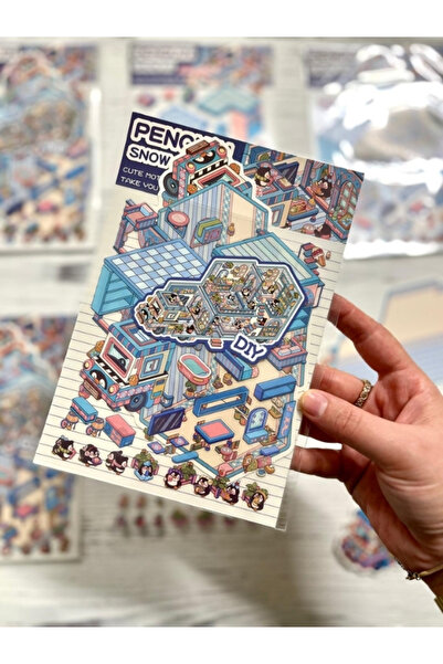 Kağıt Gemi Dükkan DIY Penguen Kar Karavanı Tasarlama 2 Yaprak 86 Adet 3D Dior...