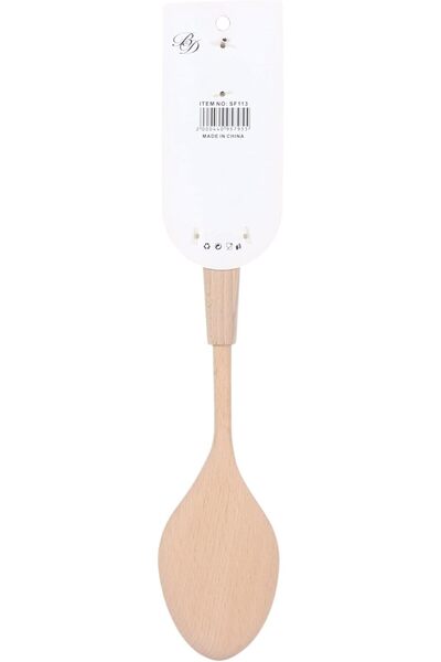 B&D Natural Wooden Kitchen Spoon, Beechwood Cooking Utensil, 33.5cm Length