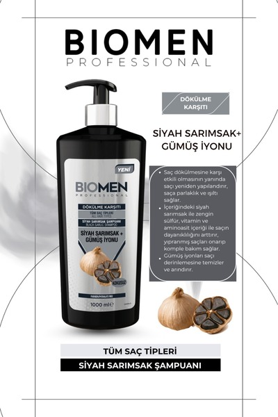 Biomen Professional Dökülme Karşıtı Siyah Sarımsak Şampuan 1000 ml