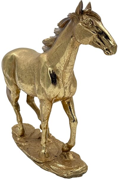 B&D BandD Decor Horse Statue, Gold and Bronze Metal Standing Decorative Horse for Home and Office