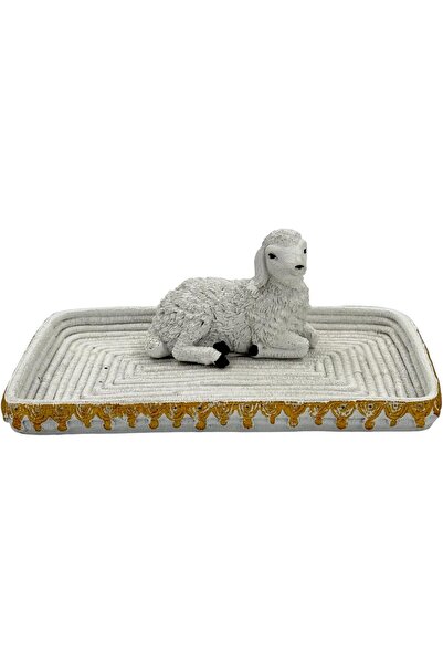 B&D Decorative Ceramic Sheep Statue with Gold-Trim Base (banddtools)