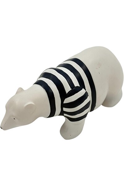 B&D Polyresin Polar Bear Night Lamp, Black & White Striped, LED Figurine