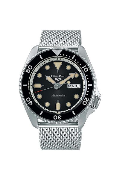 Seiko ساعة رجالية أوتوماتيكية جديدة من 5 سبورتس - أسود / فولاذ / 42.5 مم