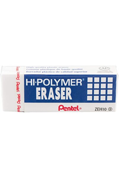 Pentel Hi-Polymer Block Eraser, Large, White, Pack of 10