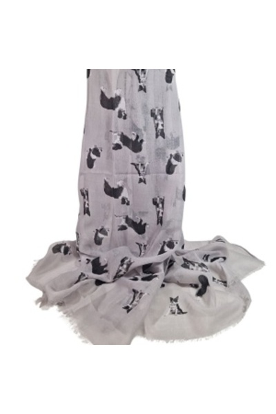 IBU Cork Sal Lessie - cotton and viscose scarf, grey