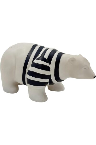 B&D Polyresin Polar Bear Night Lamp, Black & White Striped, LED Figurine