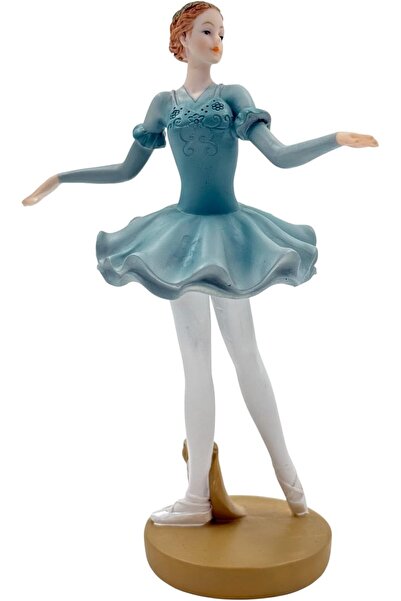 B&D Ballet Figurine, Porcelain Ballerina in Blue Dress on Gold Base