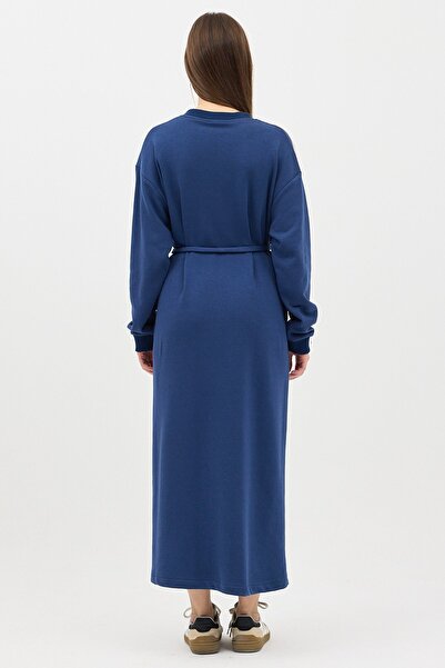 QANU Μακρύ φούτερ με λαιμόκοψη σε σχήμα V Indigo