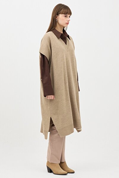 QANU Πουλόβερ Poncho Mink