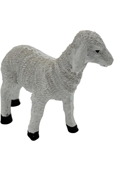 B&D Decorative White Sheep Statue, White & Black, Indoor Home Decor