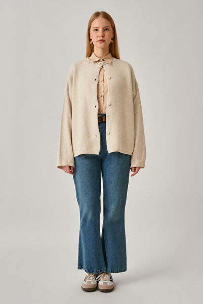 ZÜLAYS Düğmeli Triko Hırka Ekru