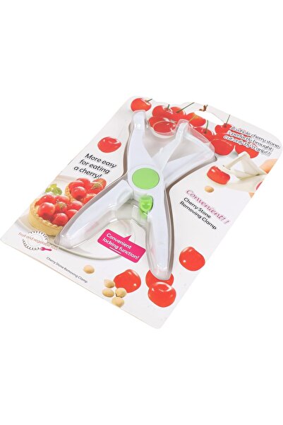B&D Cherry Stone Remover Clamp with Locking Function, White & Green