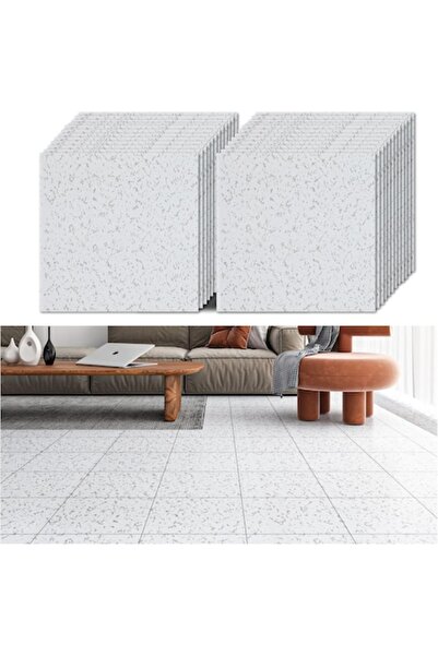 OEM Vinyl floor tile, 30x30 cm, set of 24, white, waterproof, self-adhesive