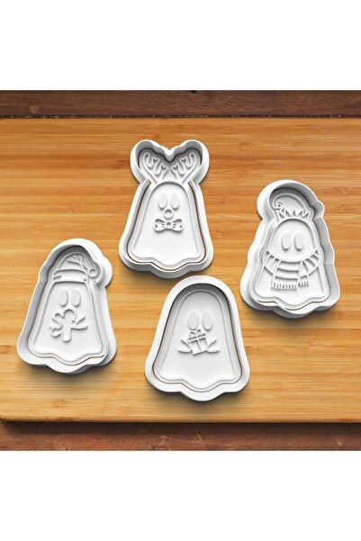 Hobist New Year's Ghosts Set of 4 Cookie and Sugar Dough Molds